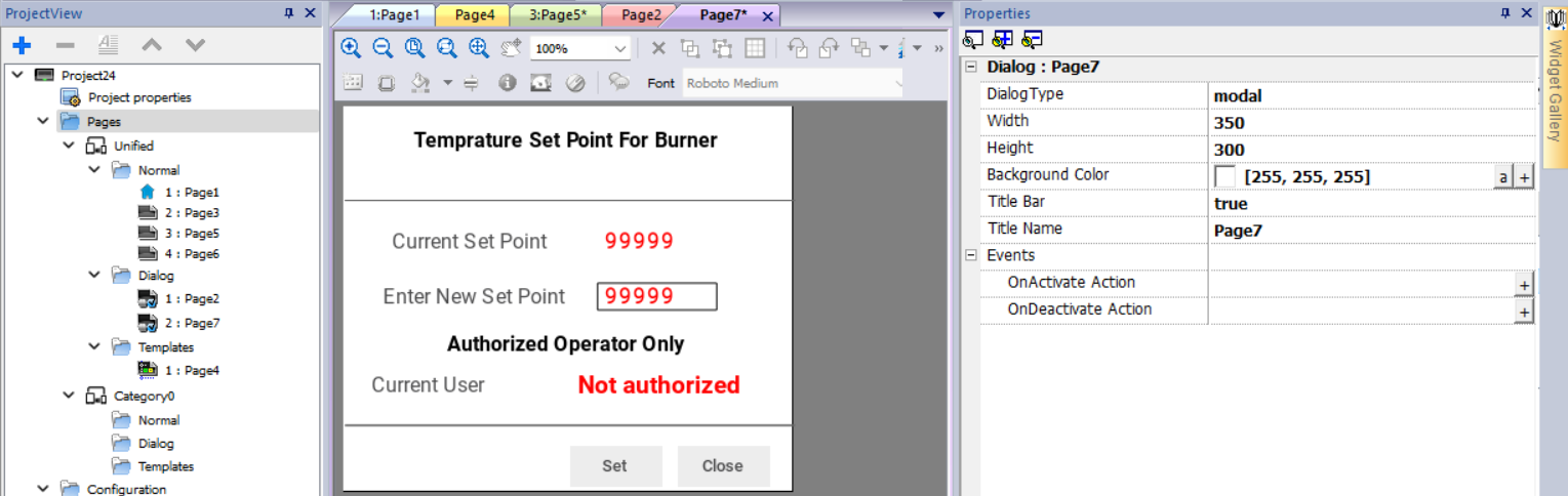 how to create Dialog pages for abb hmi with abb panel builder